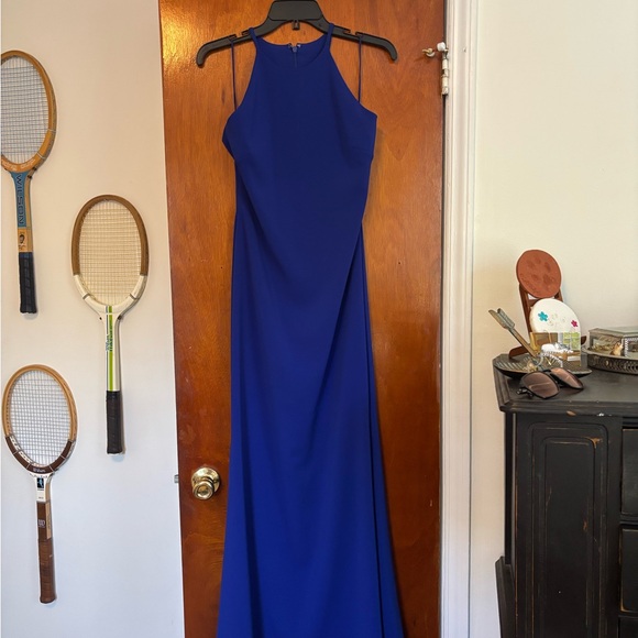 Badgley Mischka Blue Racer Back Dress - Picture 3 of 3